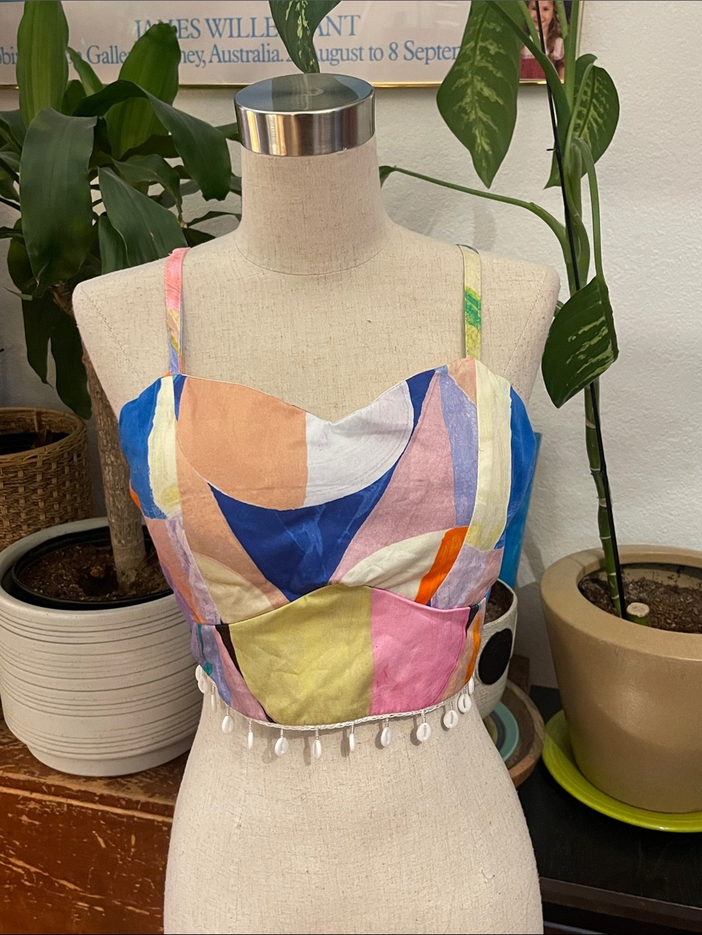 Zara Multicolor Abstract Shell-Trim Crop Top - Picture 3 of 10